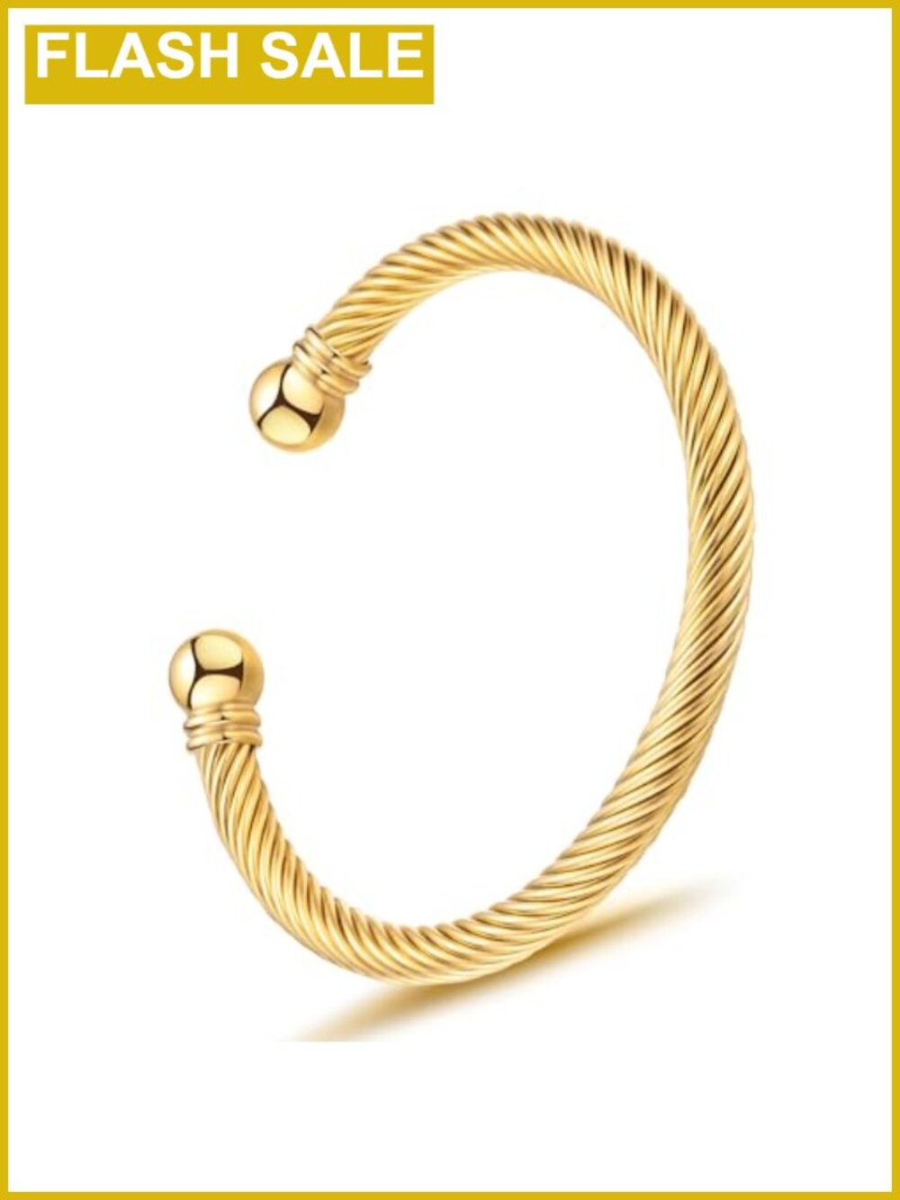 Stainless Steel Twisted Cable Bangle Bracelet Adjustable Cuff